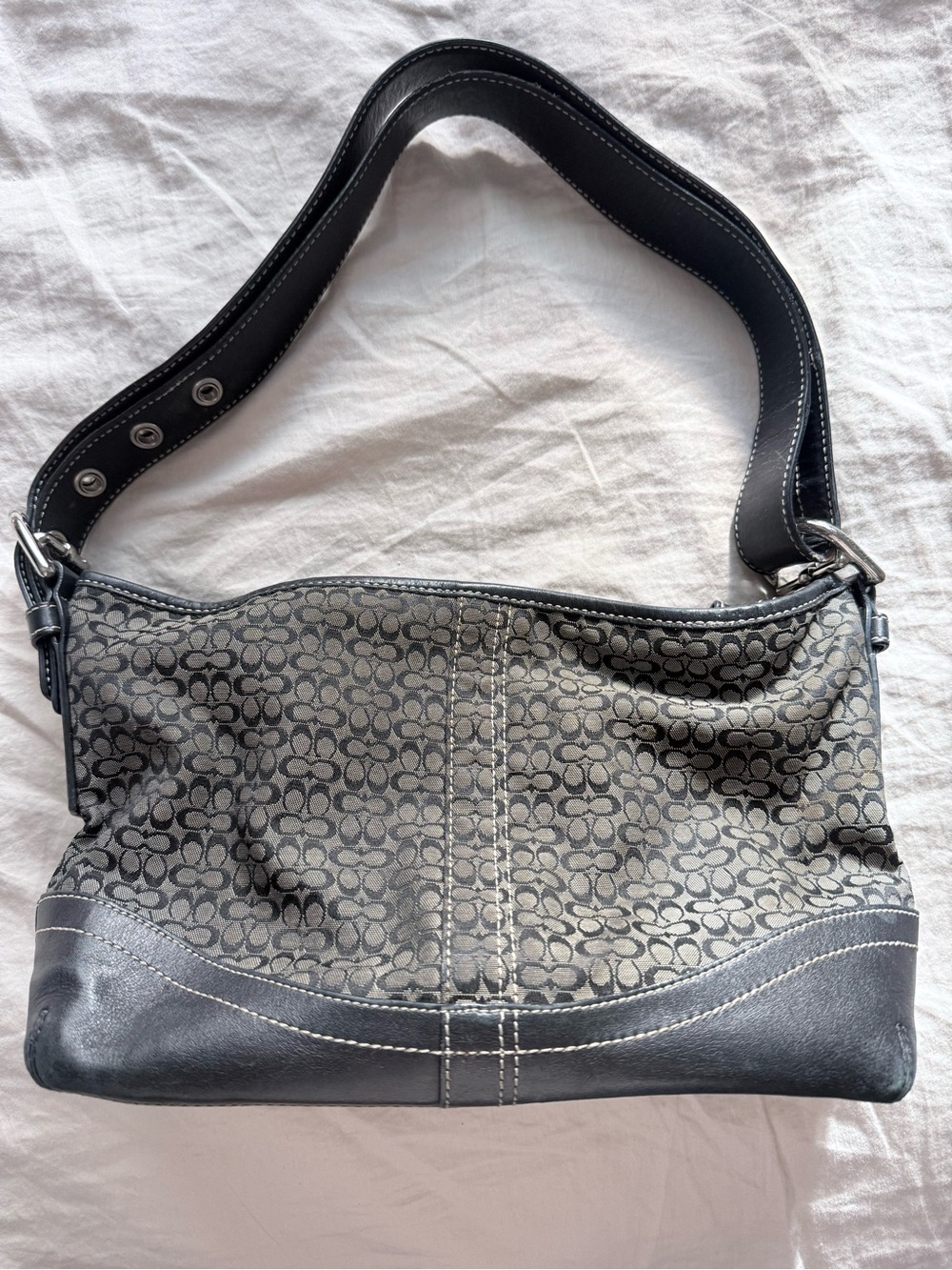 Coach Gray/Black Signature Jacquard Shoulder Bag